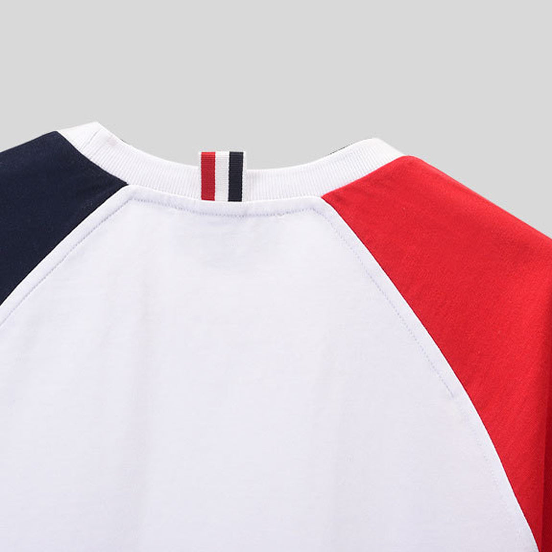 Thom BrowneColor Block Polo Shirt - 4-Bar Casual Polo with Button Detail