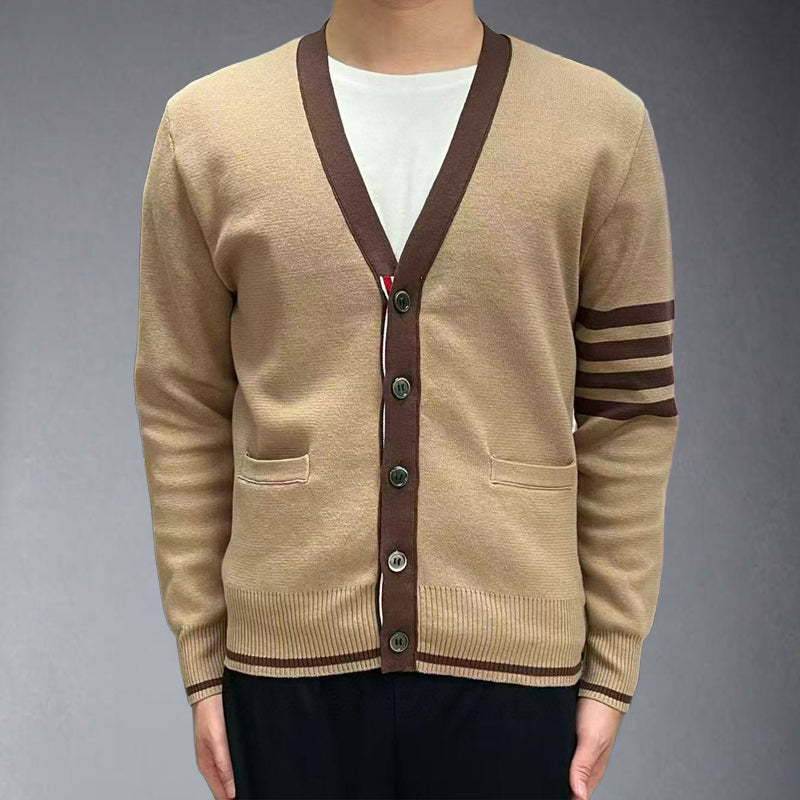 Thom BrowneClassic V-Neck Knitted Cardigan Sweater