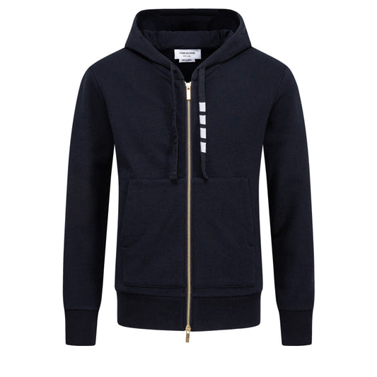 Thom Browne4-Bar Embroidered Sports Hoodie - Premium Athletic Zip-Up