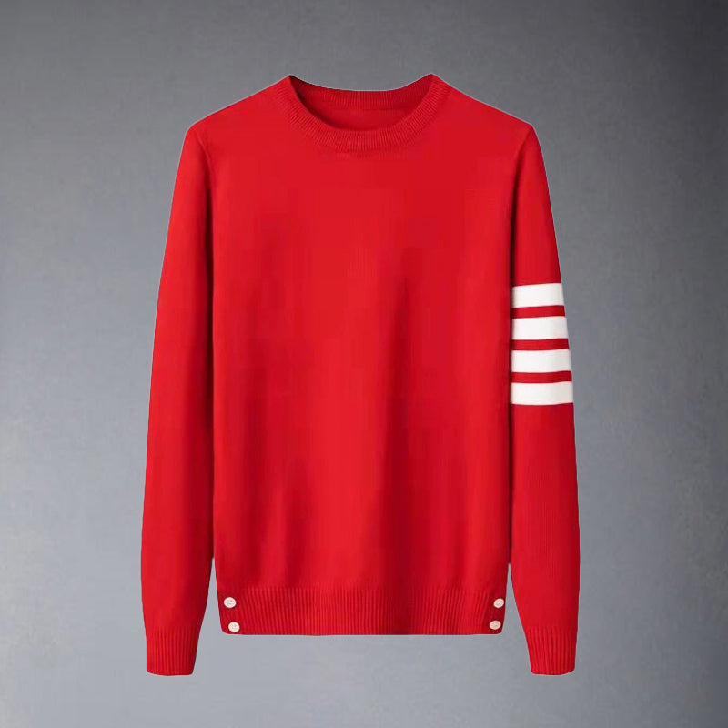 Thom Browne4-Bar Lucky Red Cotton V-Neck Cardigan - Zodiac Year Sweater (Extended Sizes)