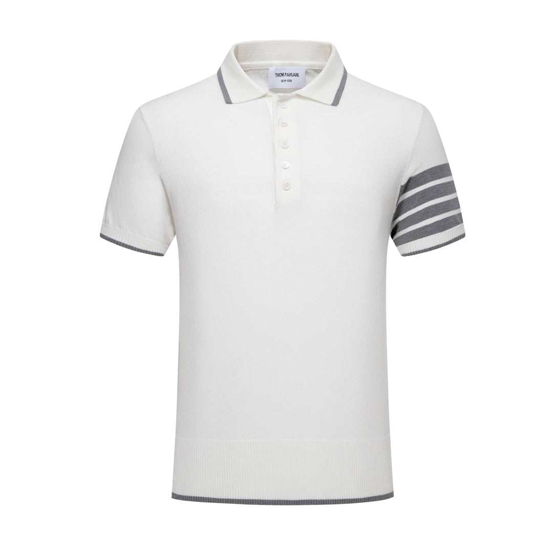 Thom BrowneMen's Contrast Stripe Polo Shirt | 4-Bar Detail | Heritage Grosgrain