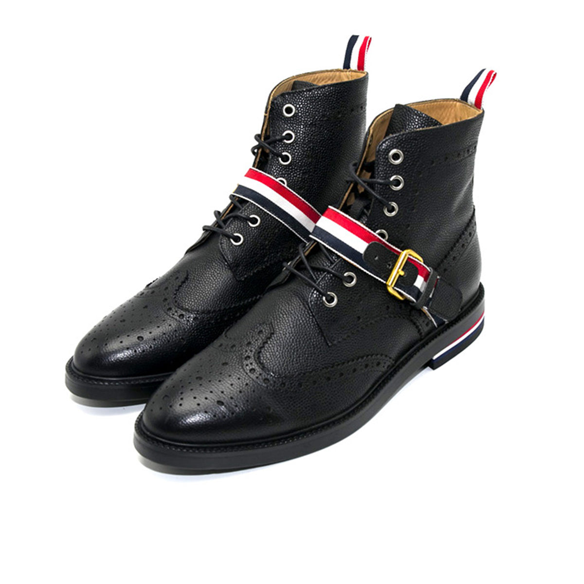 Thom BrowneMen's Top-Tier Premium Leather Dress Shoes with Grosgrain Buckle - Superior Quality