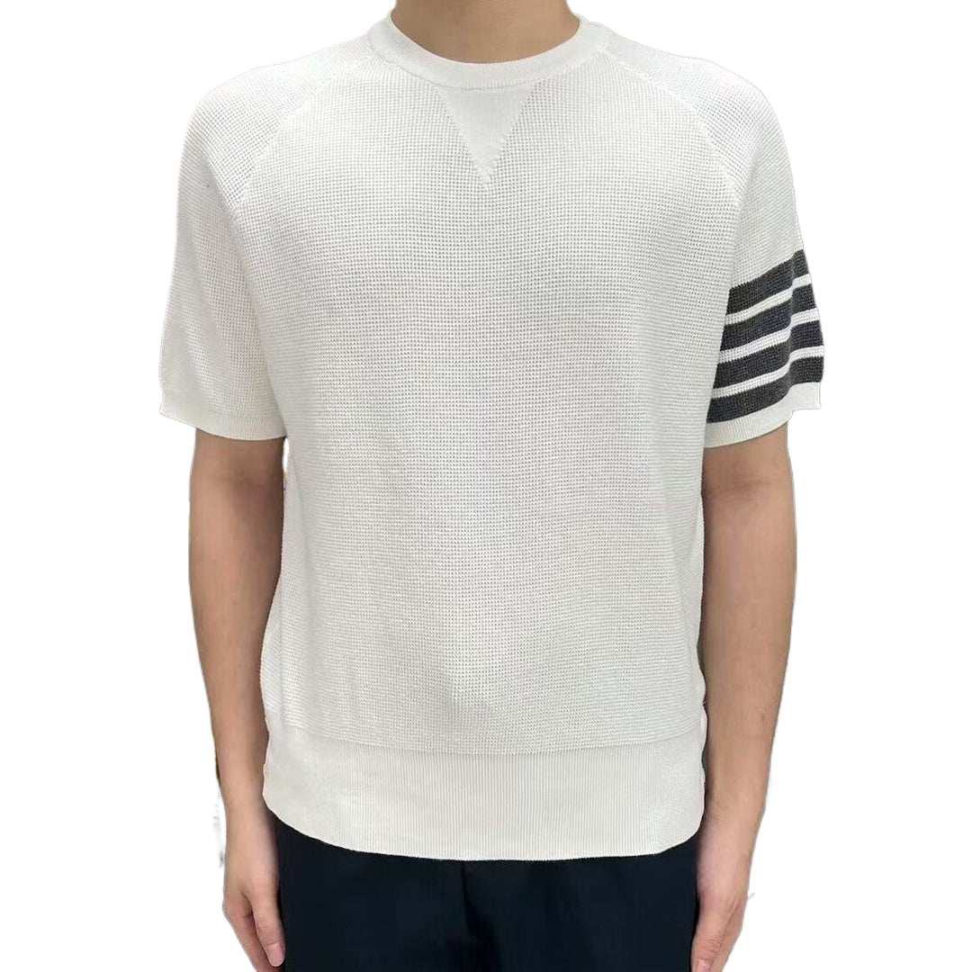 Thom BrowneMen's Waffle Knit Polo Shirt | 4-Bar Detail | Textured Heritage