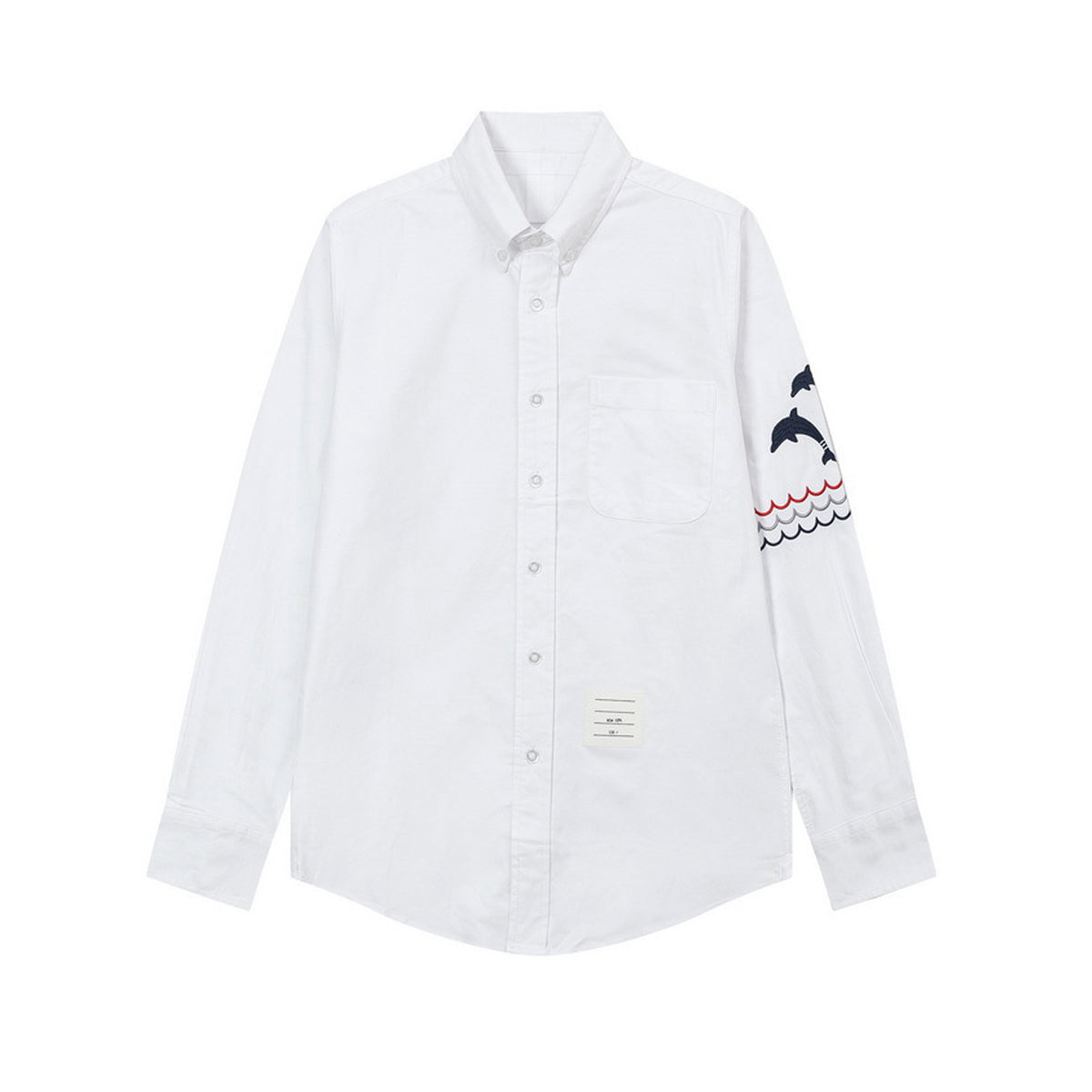 Thom BrownePremium 4-Bar Embroidered Oxford Elastic Shirt