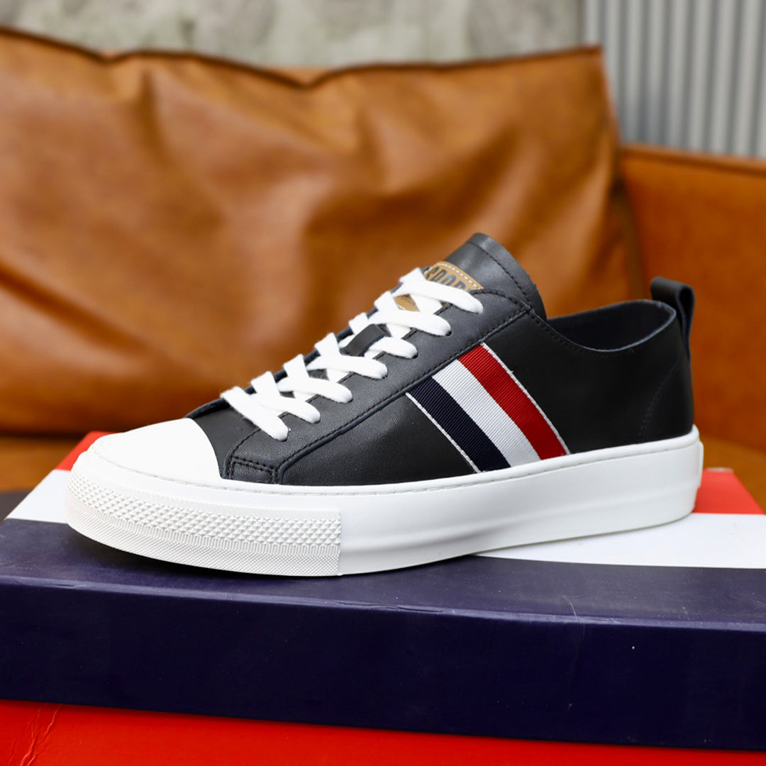 Thom BrowneMen's Classic Leather Sneakers - Premium Cowhide Low-Top Casual Shoes