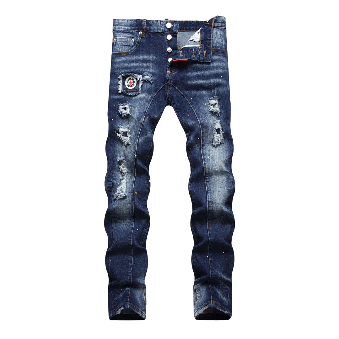 DSQ2 Men's Slim Fit Ripped Jeans – Dark Wash | Italian Design
