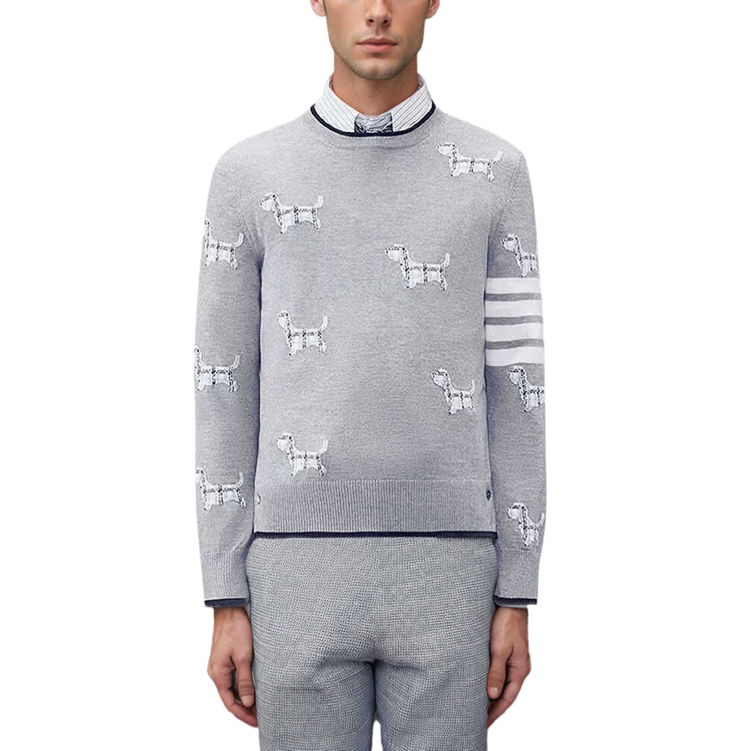 Thom Browne 4-Bar Merino Wool Crew Neck Pullover