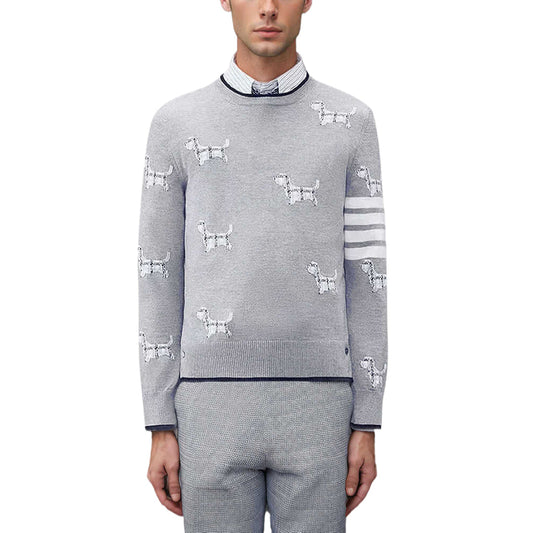 Thom Browne 4-Bar Merino Wool Crew Neck Pullover