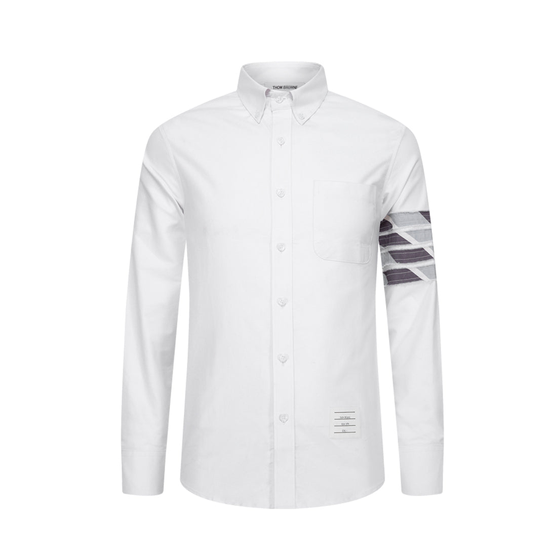 Thom BrowneMen's Business Oxford Shirt - 100% Cotton Button-Front Dress Shirt