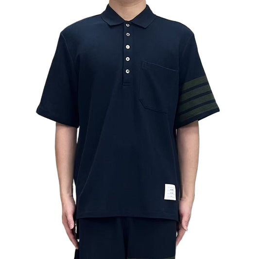 Thom BrowneMen's Premium Cotton Polo Shirt | 4-Bar Detail | Signature Trim