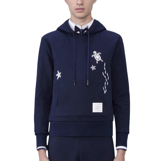 Thom Browne4-Bar Men's Embroidered Hoodie - Premium Zip-Up Sweatshirt