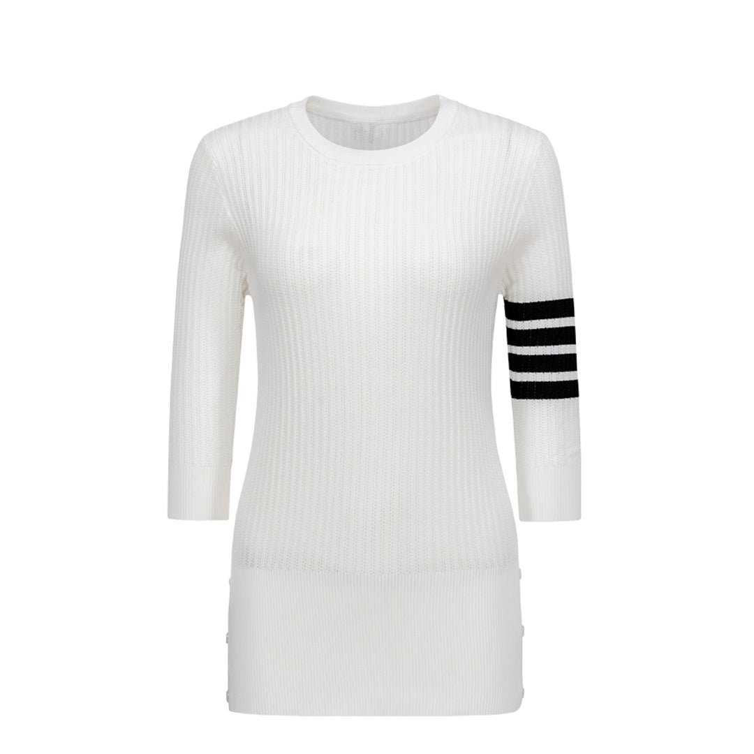 Thom BrowneWomen's Hollow Out T-Shirt - Striped Grosgrain Trim Detail
