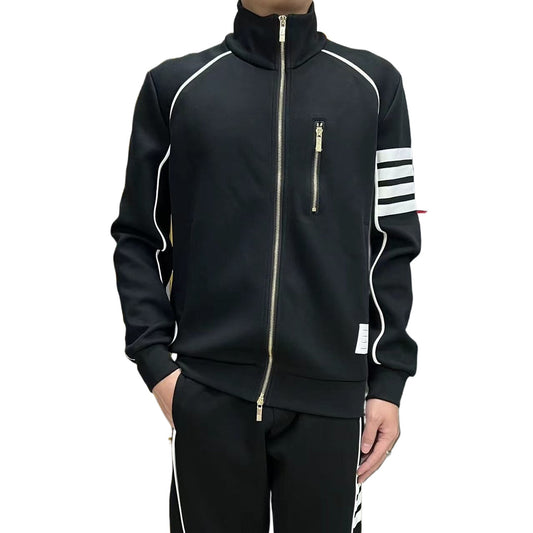 Thom BrownePremium Cardigan-Style Zip-Up Hoodie - Classic Full-Zip Hooded Sweatshirt