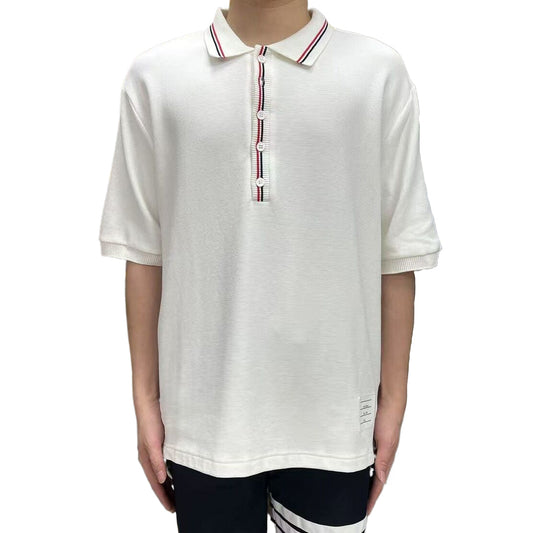 Thom BrowneMen's Signature Cotton Polo Shirt | 4-Bar Detail | Heritage Trim