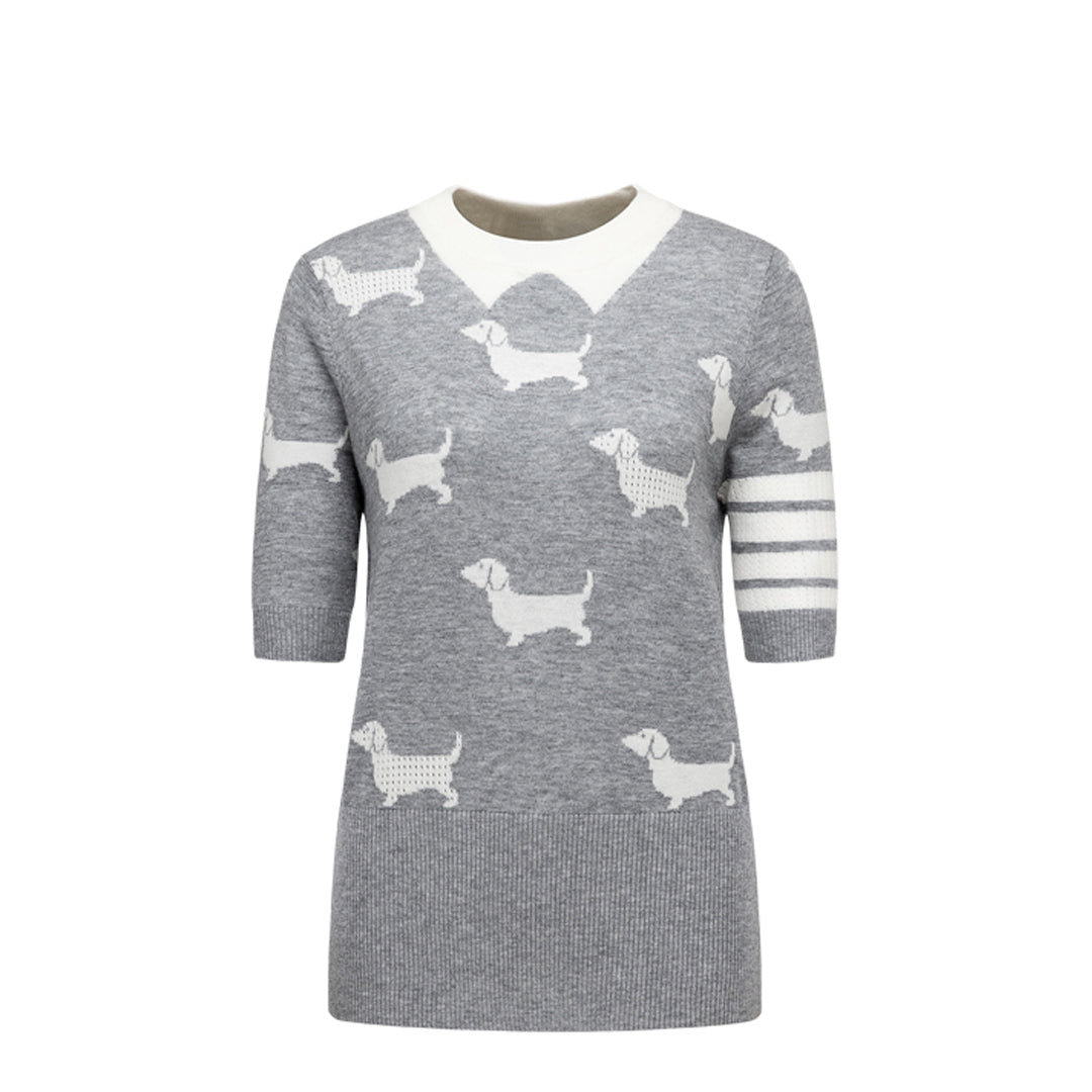 Thom BrowneWomen's Puppy Graphic T-Shirt - Striped Grosgrain Detail