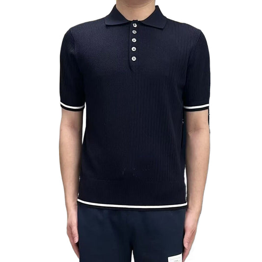 Men's Knitted Polo Shirt | 4-Bar Detail | Signature Grosgrain Trim