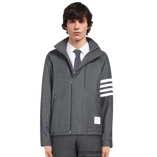 Thom BrowneMen's 4-Bar Back Stripe Trench Coat with Signature Grosgrain Detail