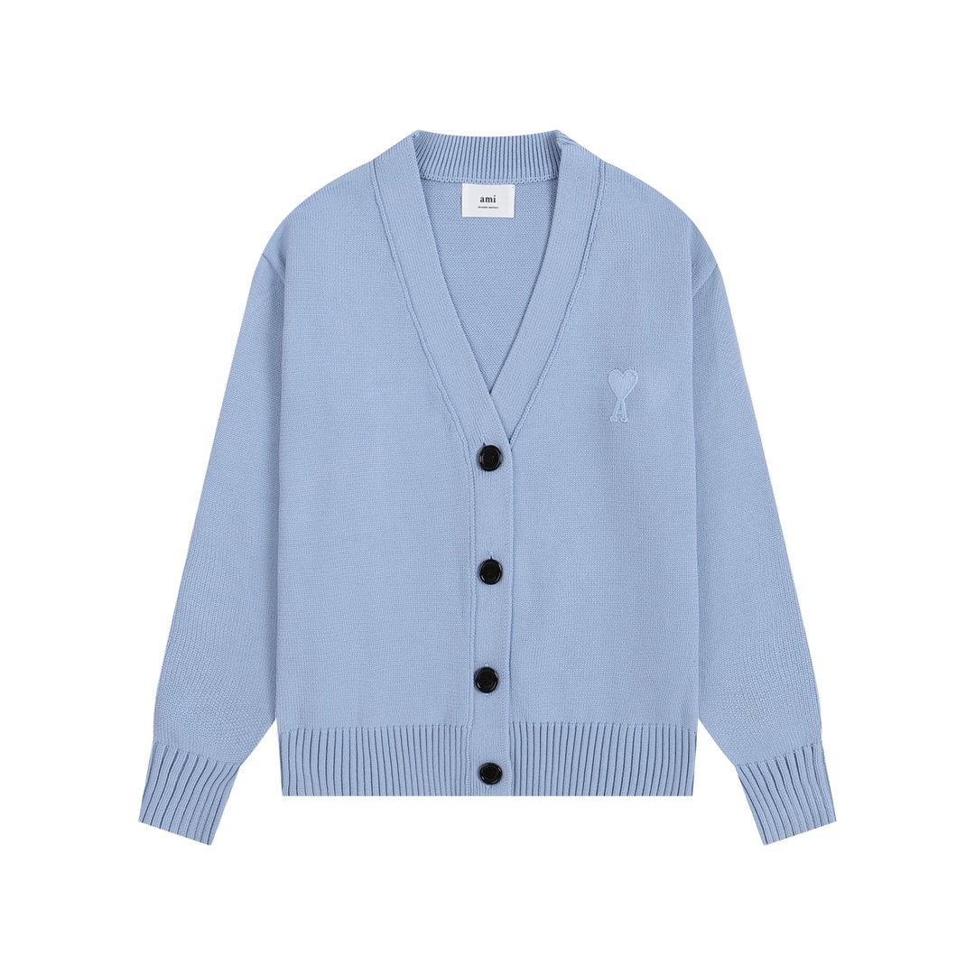 AMI PARISCotton and Wool Knitted Cardigan