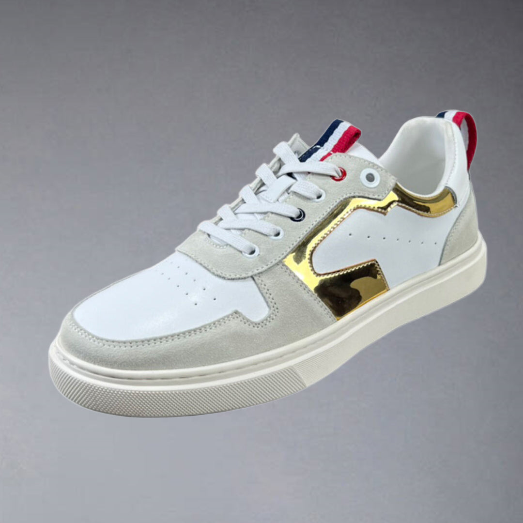 Thom BrowneMen's Premium Leather Sneakers - Handcrafted Cowhide Low-Top Casual Shoes with Grosgrain Detail