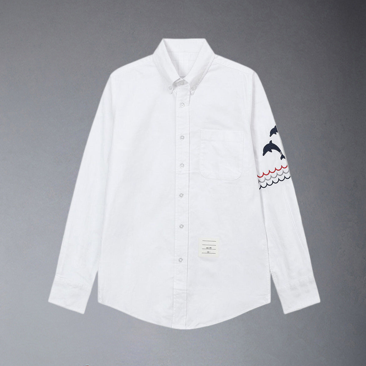 Thom BrownePremium 4-Bar Embroidered Oxford Elastic Shirt