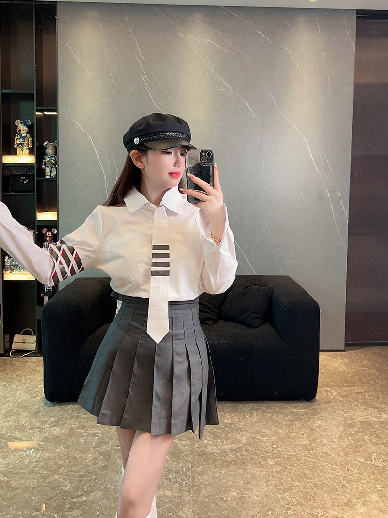 Thom BrowneElegant Tie-Front Cotton Shirt - Japanese Crafted Women's Blouse