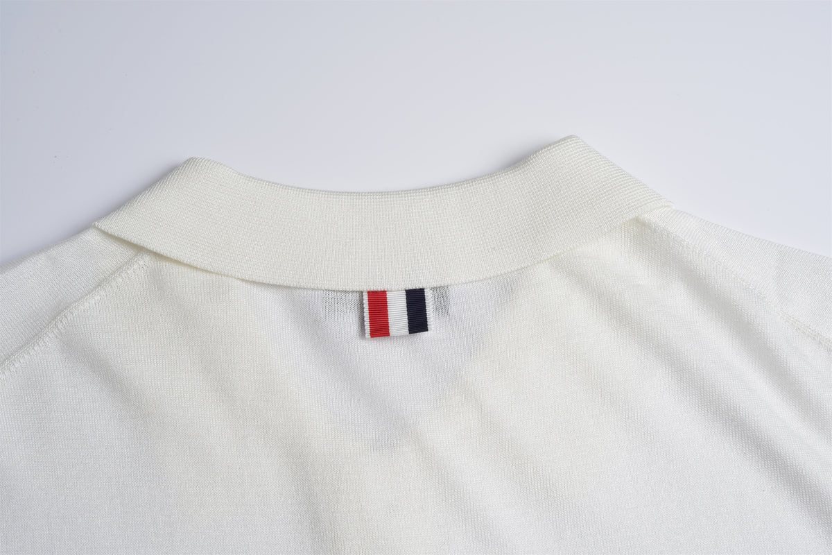 Thom BrowneMen's Nautical Knit Polo Shirt | 4-Bar Detail | Heritage Grosgrain