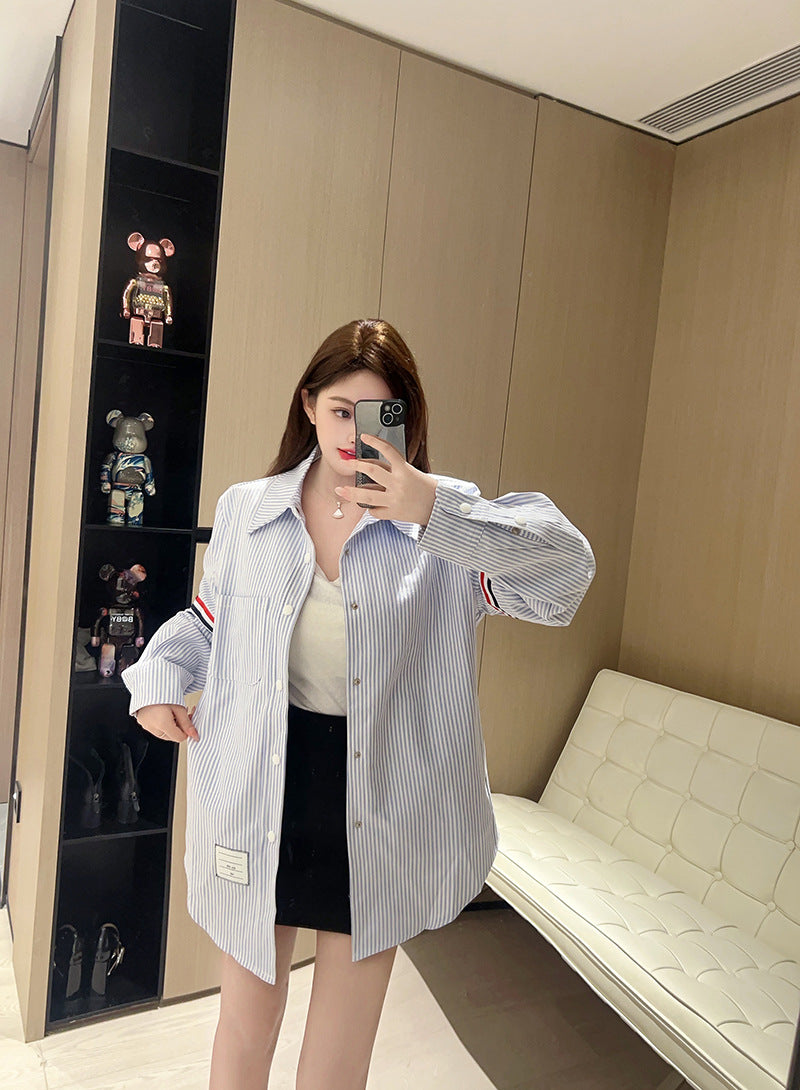 Thom BrowneWomen's Cotton Shirt - Japanese Crafted Partial Button Front Blouse