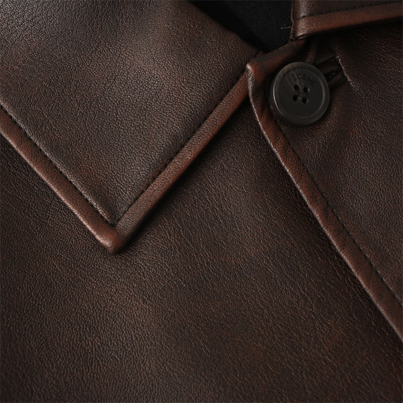 LOEWE  Double-Pocket Distressed Leather Jacket