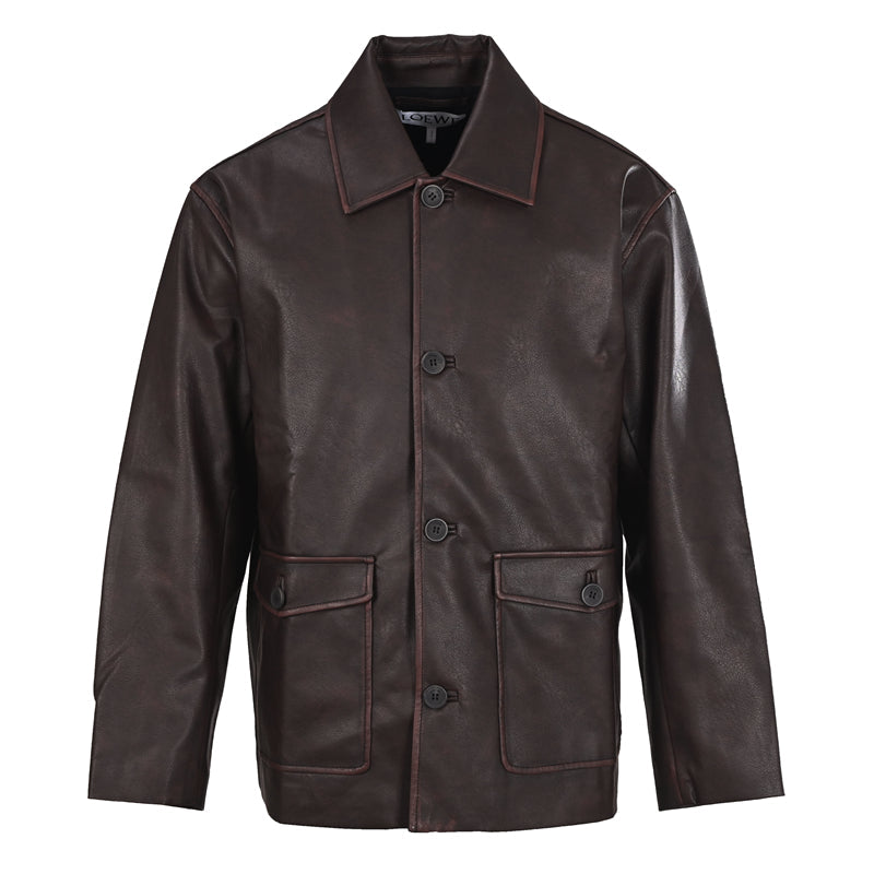 LOEWE  Double-Pocket Distressed Leather Jacket