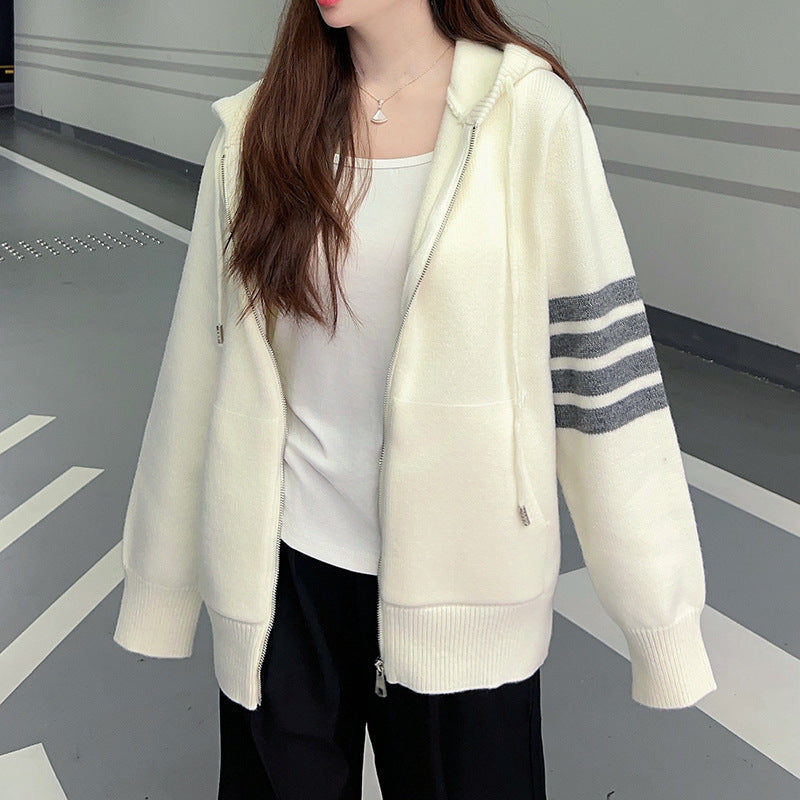 Thom BrowneWomen's Four-Bar Knit Cardigan - Premium Cotton Button-Front Sweater