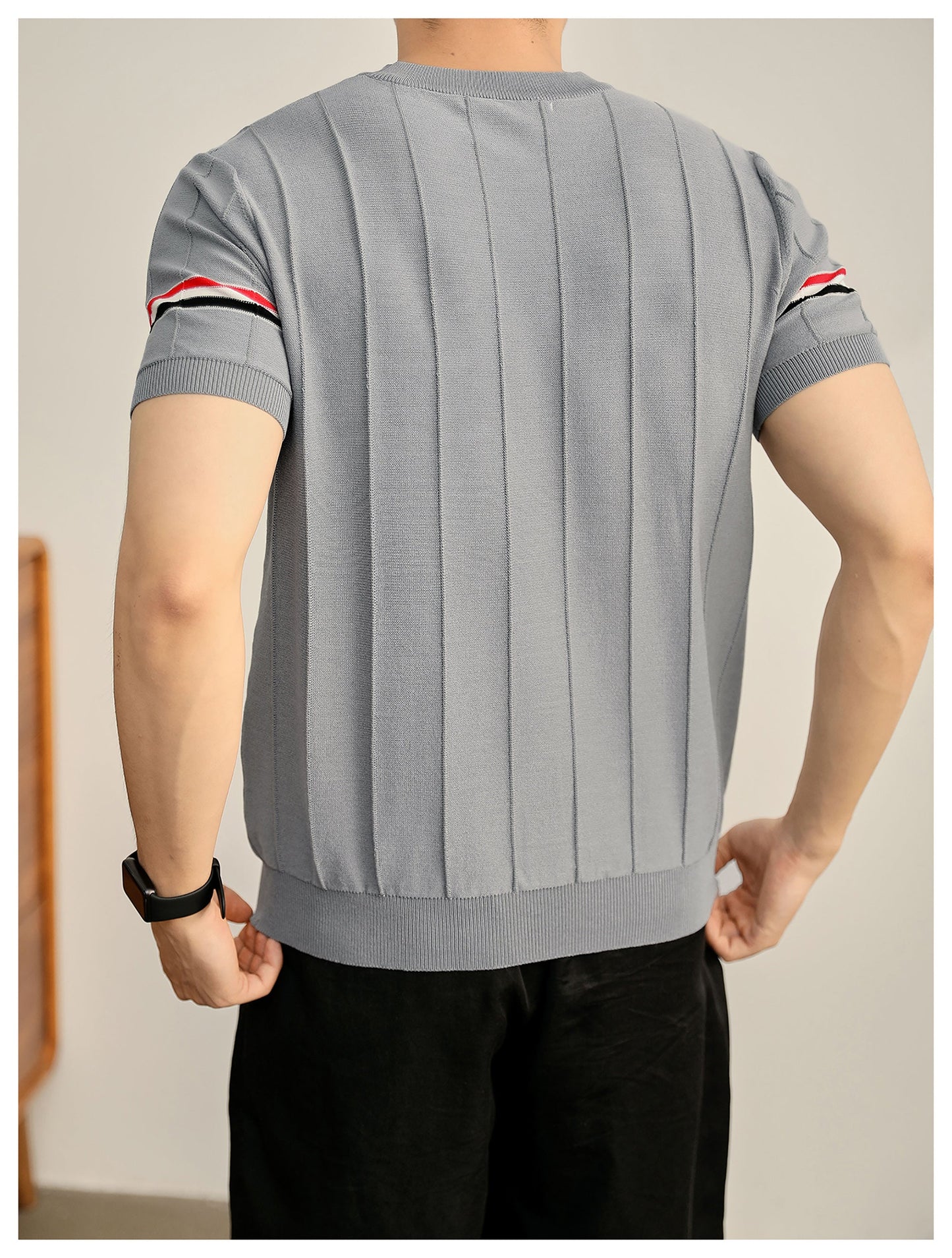 Men's Textured Knit Polo Shirt | 4-Bar Detail | Signature Grosgrain