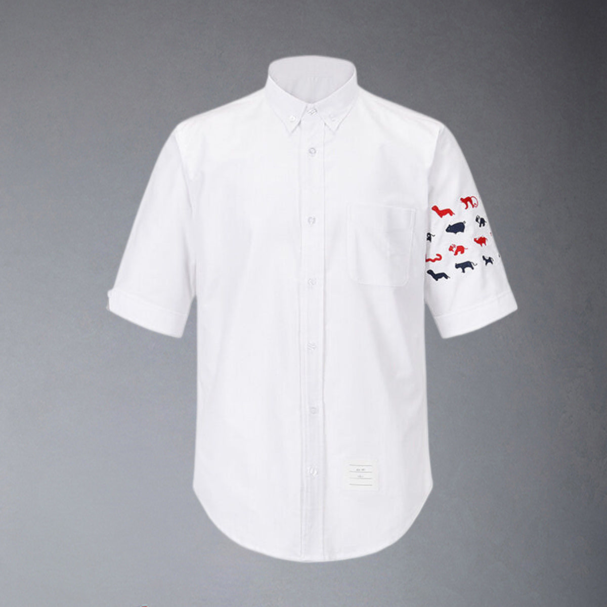 Classic 4-Bar Striped Short Sleeve Oxford Shirt