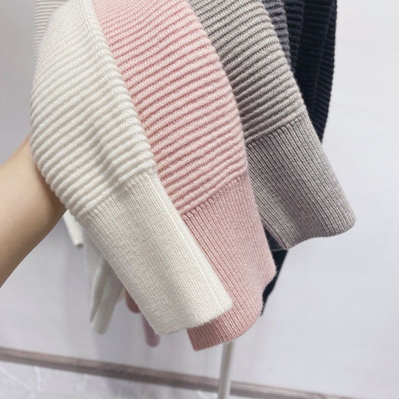 Thom BrowneWomen's Wool Cotton Crew Neck Knitwear - Button Front | Japanese Made