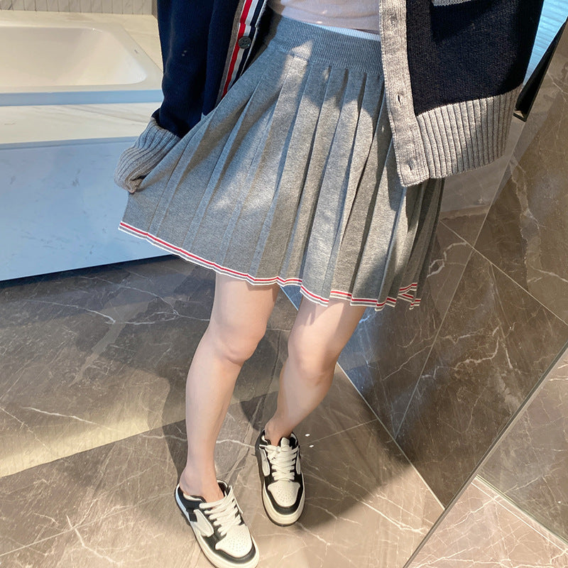 Thom BrowneWomen's Knitted Pleated Cotton Skirt with Button Front