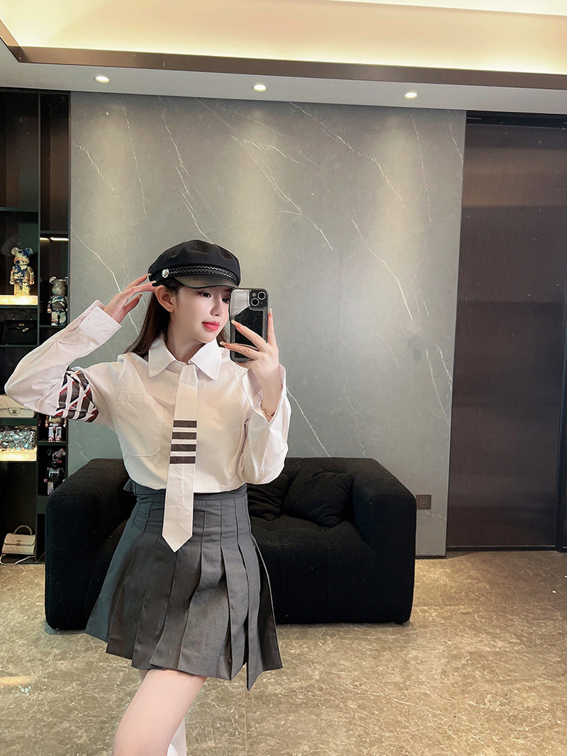 Thom BrowneElegant Tie-Front Cotton Shirt - Japanese Crafted Women's Blouse