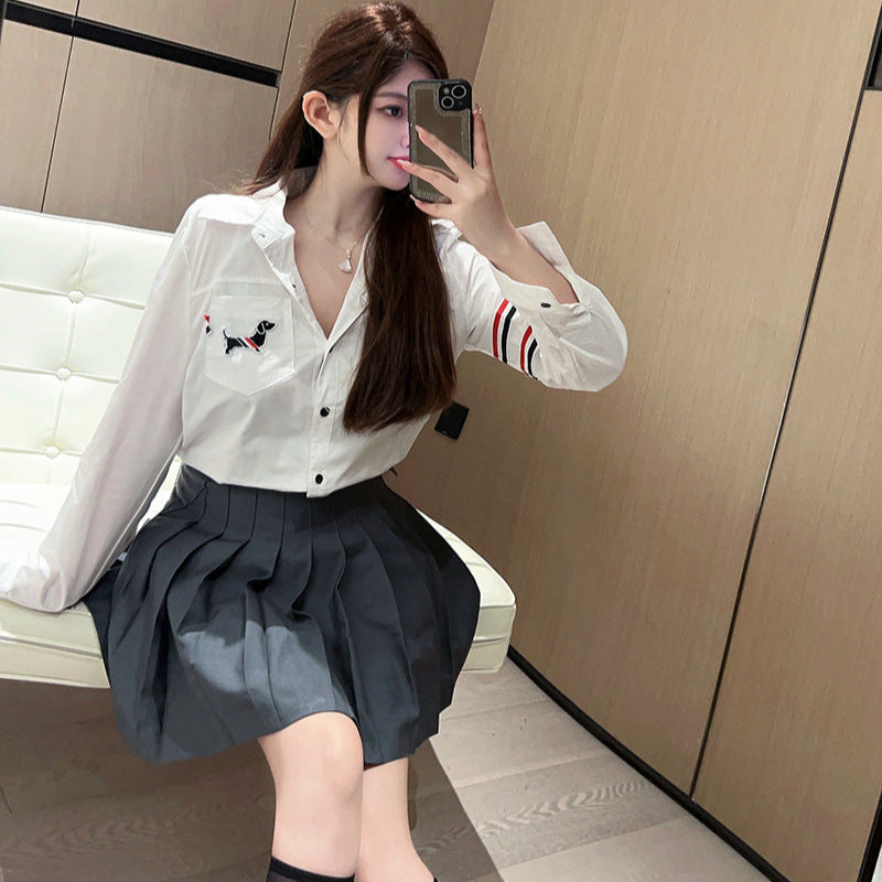 Thom BrowneEssential Cotton Button-Front Shirt - Japanese Crafted Women's Blouse