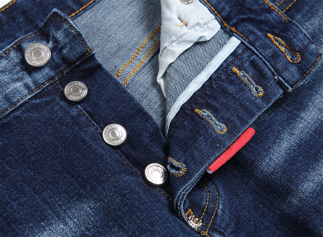 DSQ2 Men's Slim Fit Ripped Jeans – Dark Wash | Italian Design