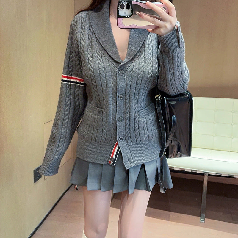 Thom BrowneWomen's Knitted Cardigan - Premium Cotton Button-Front Sweater