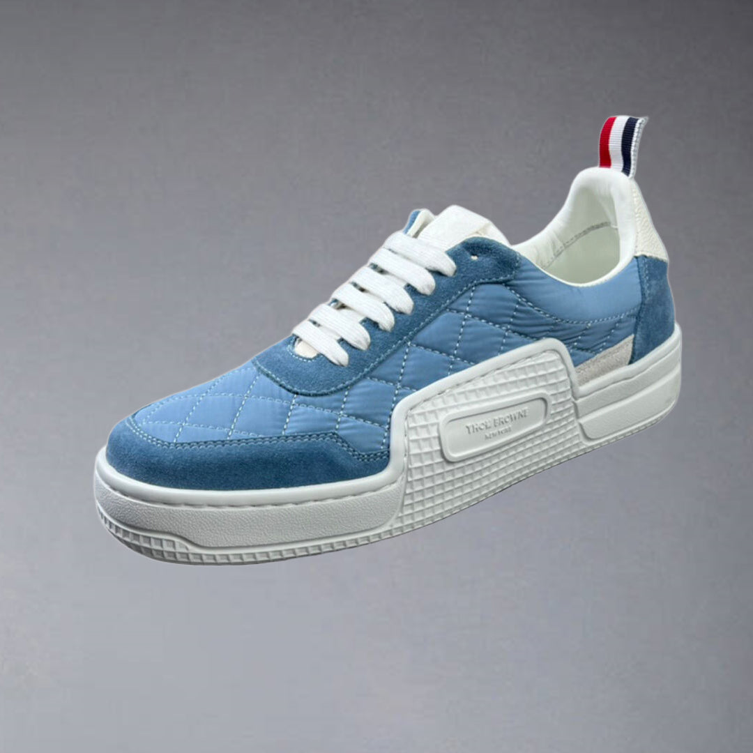Thom BrowneMen's Premium Leather Sneakers - Handcrafted Cowhide Low-Top Casual Shoes with Grosgrain Detail