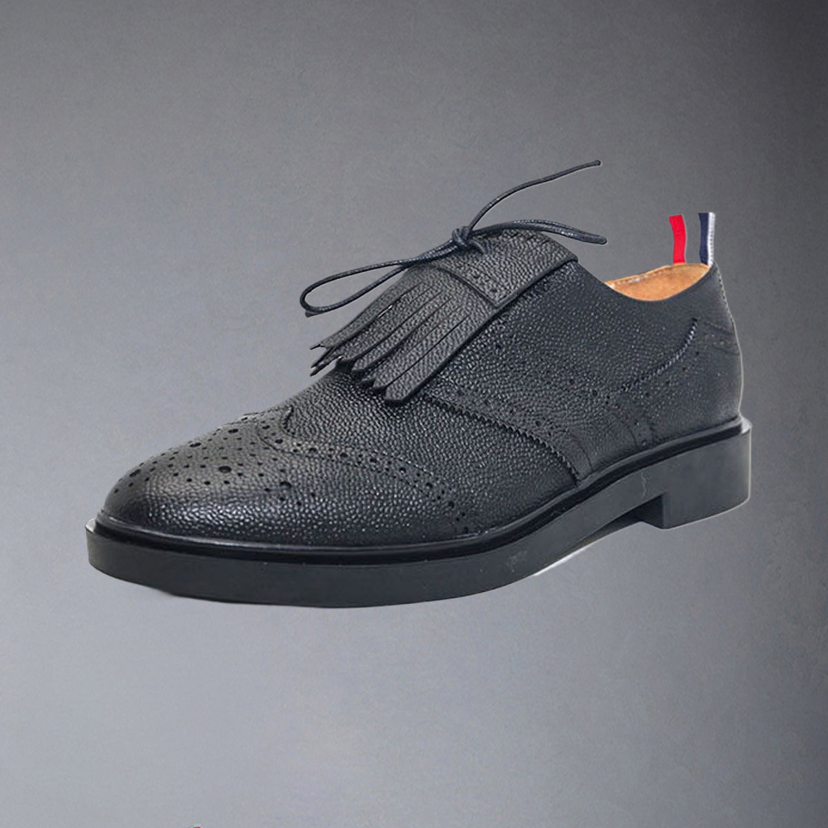 Thom BrowneMen's Premium Leather Dress Shoes with Grosgrain Buckle - Classic Craftsmanship