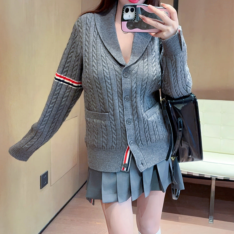 Thom BrowneWomen's Knitted Cardigan - Premium Cotton Button-Front Sweater