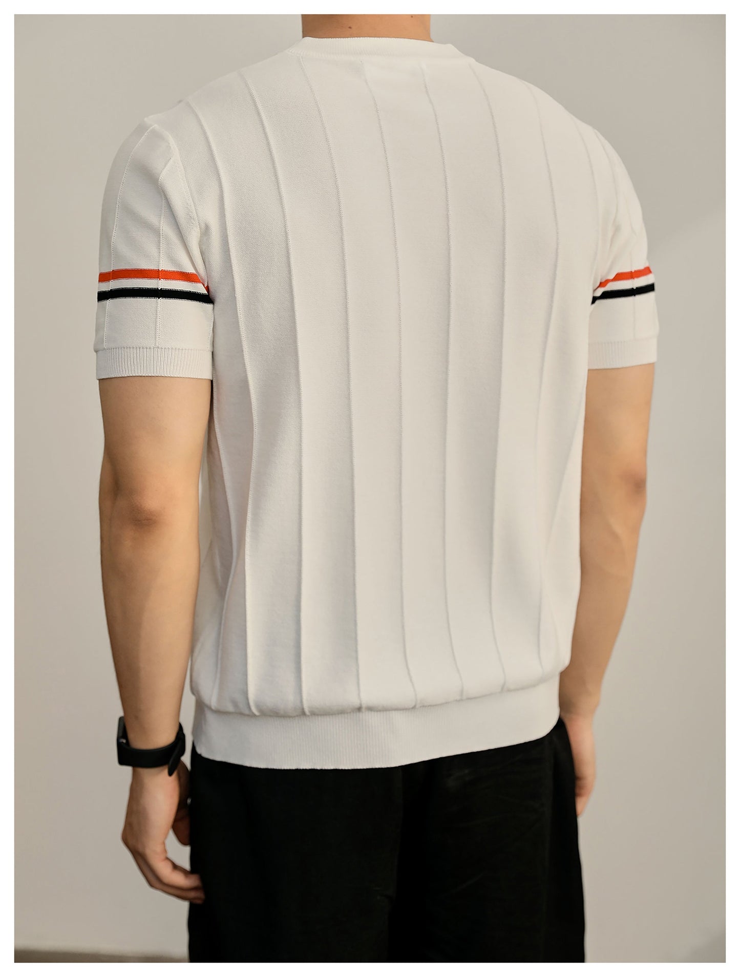 Men's Textured Knit Polo Shirt | 4-Bar Detail | Signature Grosgrain