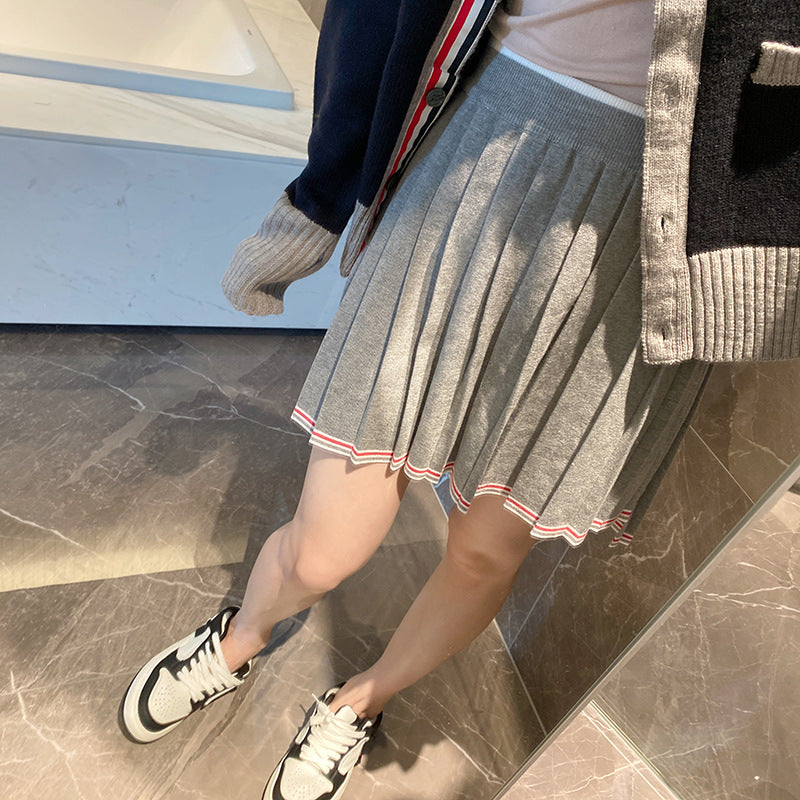 Thom BrowneWomen's Knitted Pleated Cotton Skirt with Button Front