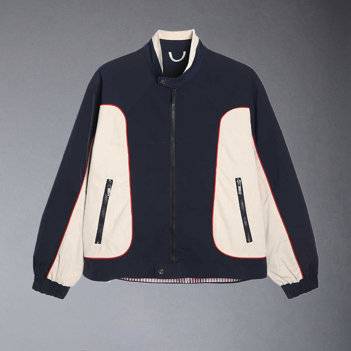 Color Block Jacket with Signature Grosgrain Detail
