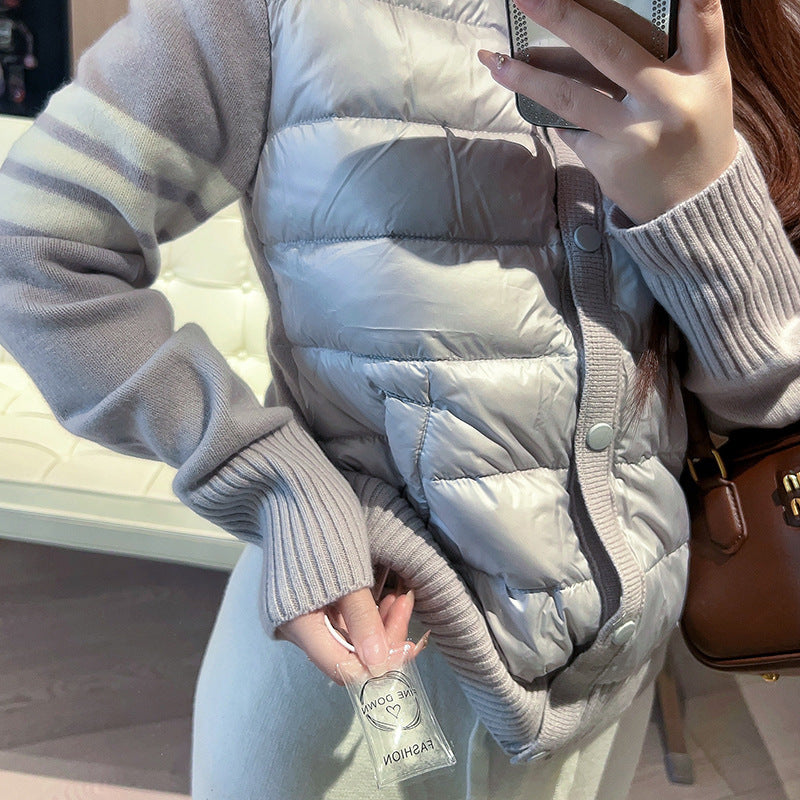 Thom BrowneWomen's Lightweight Down Jacket - Japanese Crafted Partial Button Front Coat