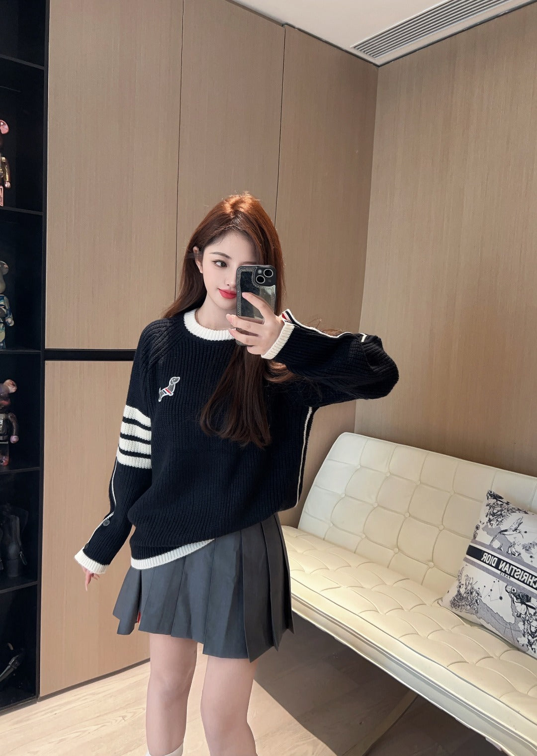 Japanese Cotton Pullover Sweater - Partial Button Front