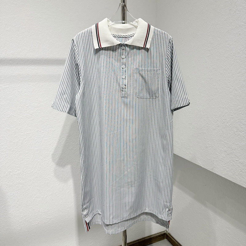 Thom BrowneWomen's Striped Cotton Shirt Dress with Button Front