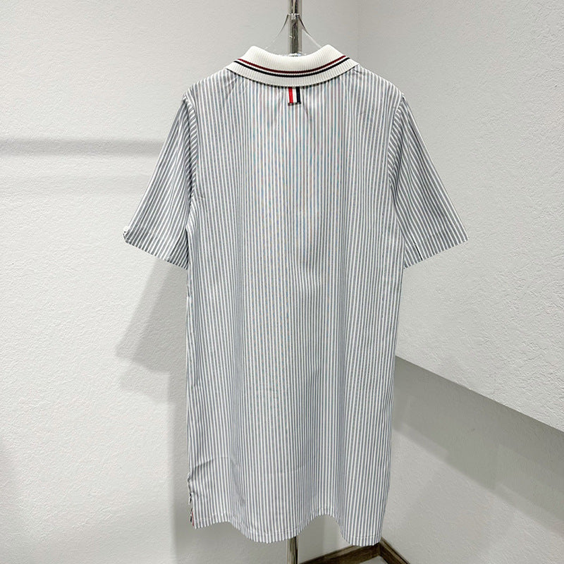 Thom BrowneWomen's Striped Cotton Shirt Dress with Button Front