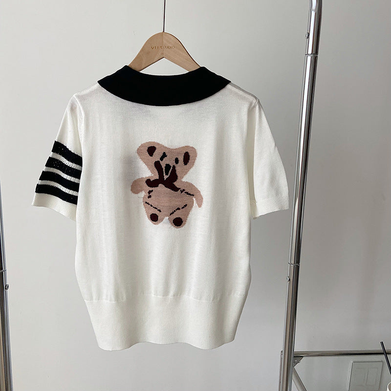 Thom BrowneWomen's Bear Graphic Short Sleeve T-Shirt - Japanese Cotton