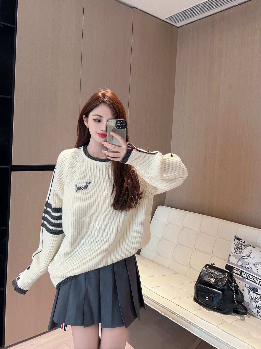 Japanese Cotton Pullover Sweater - Partial Button Front